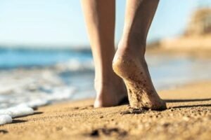 walking barefoot