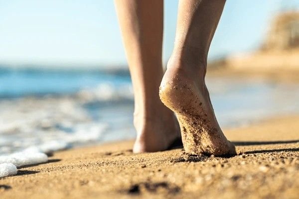 walking barefoot